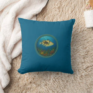 Picasso Trigger Fish Ocean Blue Pillows