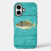 Picasso Trigger Fish Turqouise Wood iPhone 16 Case