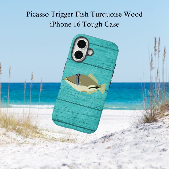 Picasso Trigger Fish Turqouise Wood iPhone 16 Case (Creator Uploaded)