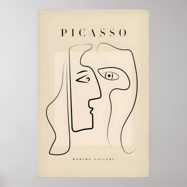 Picasso Two Faces Abstract Profiles Line Art Poster (Front)