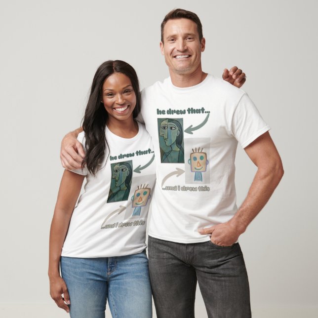 Picasso vs Crayon Art – Funny Design T-Shirt (Unisex)