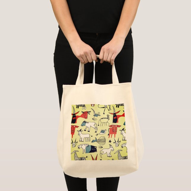 Picasso's Playful Menagerie Grocery Tote (Front (Product))