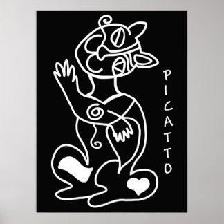 Picatto white on black poster