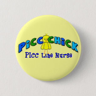 PICC Chick "PICC LINE NURSE" BLUE Artsy Design 6 Cm Round Badge