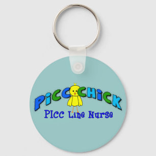 PICC Chick "PICC LINE NURSE" BLUE Artsy Design Key Ring