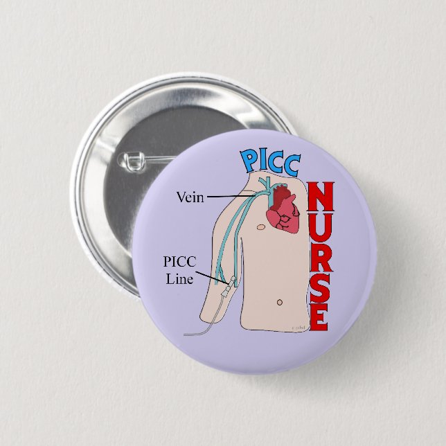 PICC Line Nurse Anatomical  Design Purple 6 Cm Round Badge (Front & Back)