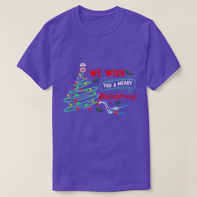 PICC Nurse Christmas Vascular ICU RN Nursing Xmas  T-Shirt (Design Front)