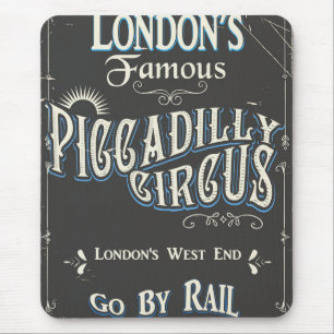 Piccadilly Circus London vintage poster Mouse Mat