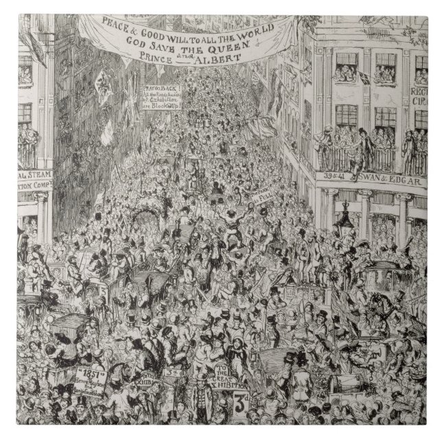 Piccadilly during the Great Exhibition, 1851 Tile (Front)