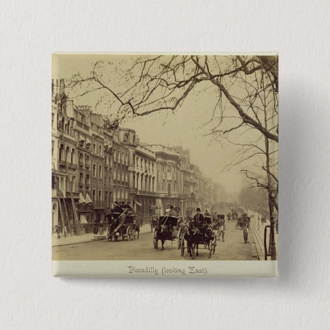 Piccadilly facing East, (sepia photo) 15 Cm Square Badge (Front)