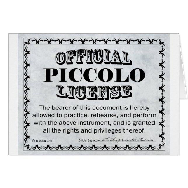 Piccolo License (Front Horizontal)