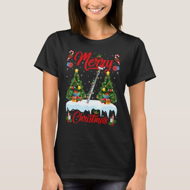 Piccolo Music   Lights Xmas Tree Santa Piccolo Chr T-Shirt (Front)