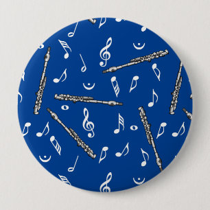 Piccolo Music Note Pattern 10 Cm Round Badge