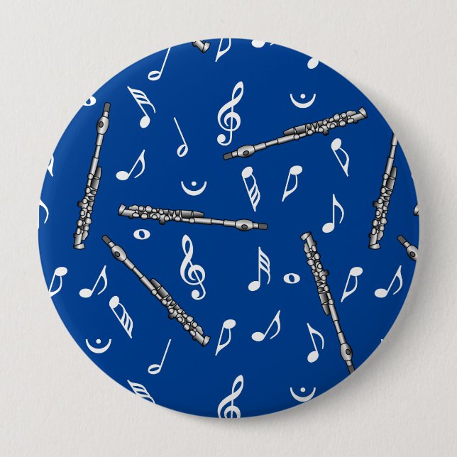 Piccolo Music Note Pattern 10 Cm Round Badge (Front)