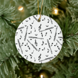 Piccolo Music Note Pattern Ceramic Tree Decoration