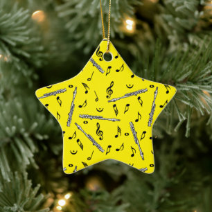 Piccolo Music Note Pattern Ceramic Tree Decoration