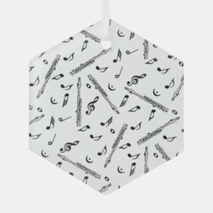 Piccolo Music Note Pattern Glass Tree Decoration