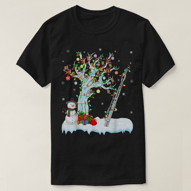 Piccolo Music Xmas Tree Lighting Santa Hat Piccolo T-Shirt (Design Front)