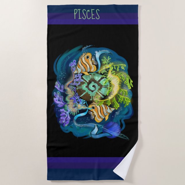 Pices Zodiac Beach Towel (Front)