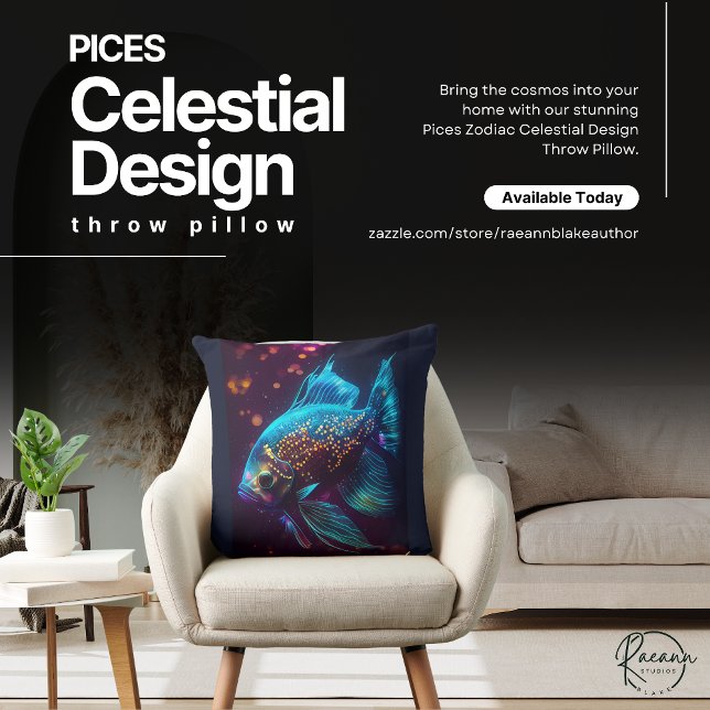 Pices Zodiac Celestial Design Throw Pillow (Creator Uploaded)