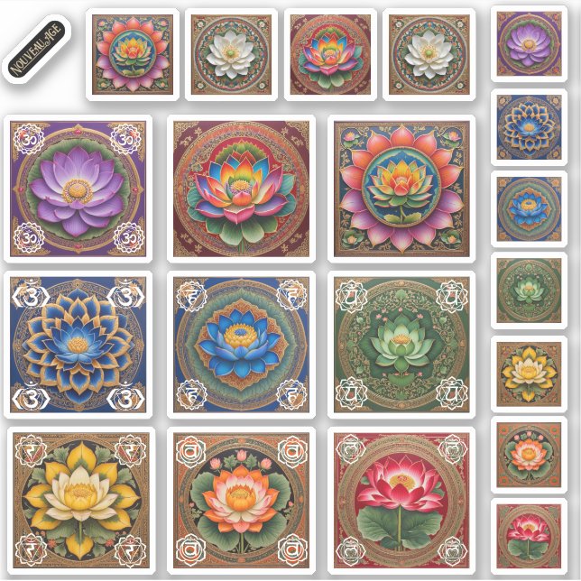 Pichhwai Lotus Rainbow Chakra Sticker Sheet (Front)
