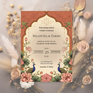 Pichwai Inspired Indian Wedding Invitation