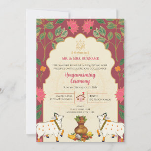 Pichwai Lotus Housewarming invitations