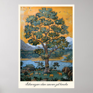 Pichwai Tree of Life Art Print Indian Spiritual