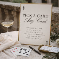 Pick A Card Any Card Wedding Guestbook Sign
