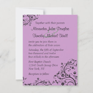 Pick a colour back floral swirls wedding invitatio invitation