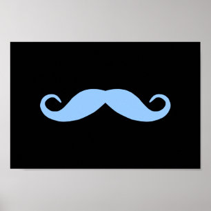 Pick A Colour Moustache on Black Poster