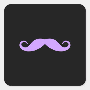 Pick A Colour Moustache on Black Square Sticker