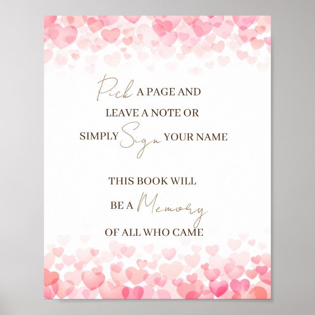 Pick a Page and Leave a Note Memory Guestbook Sign (Front)