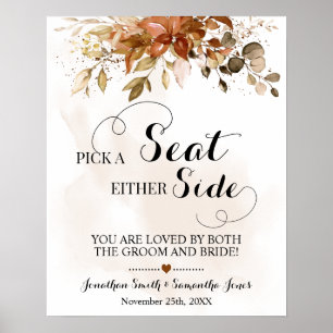Pick a Seat Either Side Ceremony Fall Eucalyptus Poster