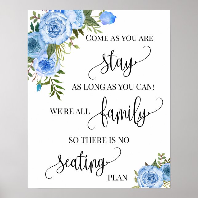 Pick a Seat either Side Wedding Ceremony Blue sign (Front)