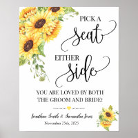Pick a seat either side wedding ceremony sunflower