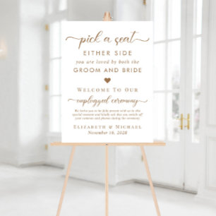 Pick A Seat Either Side Wedding Seating White Acrylic Sign