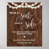 Pick a Seat not a Side Wedding Ceremony Western