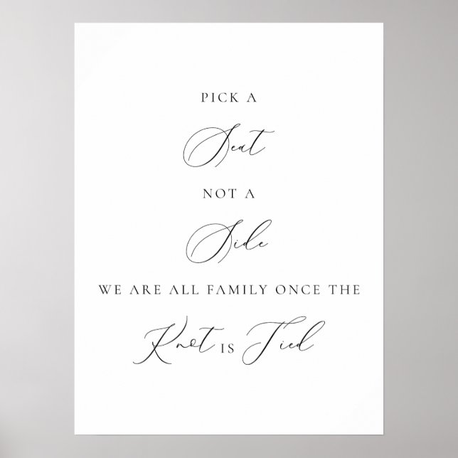Pick a Seat Not a Side Wedding Sign Minimalist  (Front)
