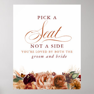 Pick a Seat Terracotta Wedding Welcome Poster
