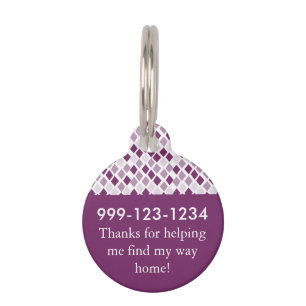 Pick Any Colour Harlequin Diamonds Pattern Pet Tag
