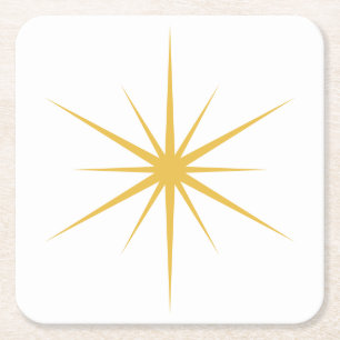 Pick Any Colour Mid Century Modern Atomic Starburs Square Paper Coaster