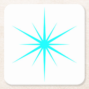 Pick Any Colour Mid Century Modern Atomic Starburs Square Paper Coaster