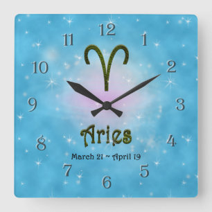 Pick Colour Aries Zodiac Astrological Sign Square Wall Clock