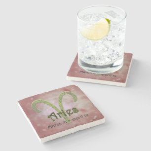 Pick Colour Aries Zodiac Astrological Sign Stone Coaster