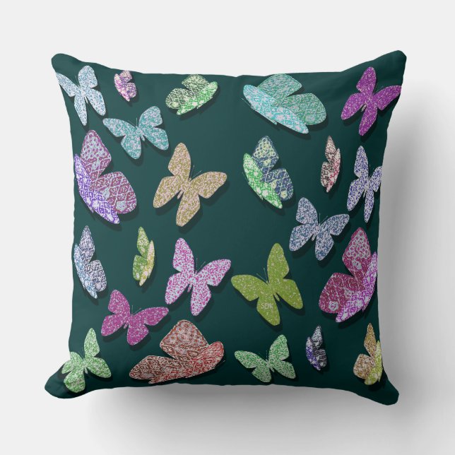 Pick Colour Butterflies Surreal & Fluttering Cushion (Front)