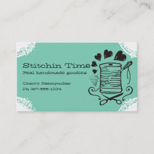 Pick colour doodle needle thread sewing seamstress business card