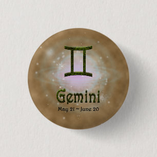 Pick Colour Gemini Zodiac Astrological Sign 3 Cm Round Badge