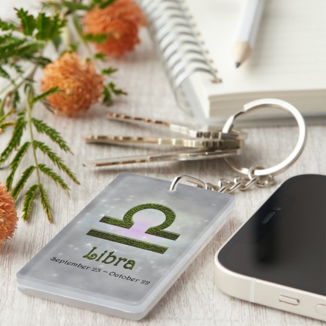 Pick Colour Libra Zodiac Astrological Sign Key Ring (Front Right)