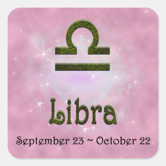 Pick Colour Libra Zodiac Astrological Sign Square Sticker (Front)